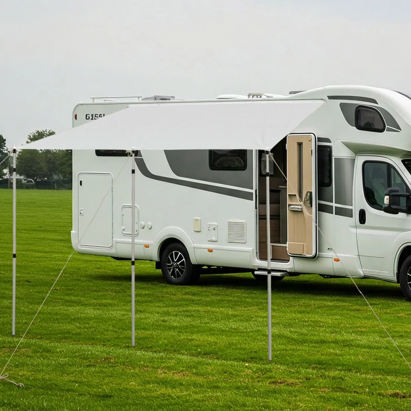 Sonnensegel 240x300 cm für Wohnwagen Wohmobil Vorzelt Camping Gestänge Sonnenschutz Reisevorzelt Busvorzelt 5000mm Wasserfest
