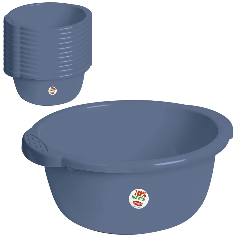 12x Schüssel 9 Liter rund Ø35x15 cm Blau - Haushaltsschüssel Waschschüssel | Universal Küchenschüssel Spülschüssel Kunststoff Fußbad Pflege - nestbar