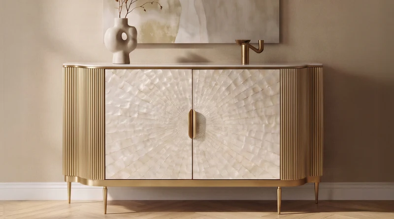 KAWOLA Sideboard LEOLA 2 Türen Shell-Front