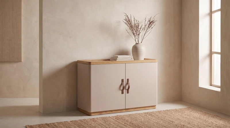 KAWOLA Sideboard FLORIANA 2 Türen Eiche natur / weiß