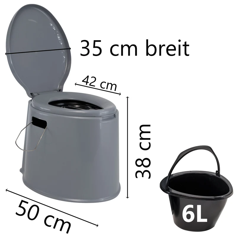 Mobile Campingtoilette mit herausnehmbaren Eimer - bis 120kg Sitzhöhe 37cm Camping Nottoilette Mobile Toilettenbeutel klappbar Toilettenstuhl WC Garten Zelt Pool Baustelle