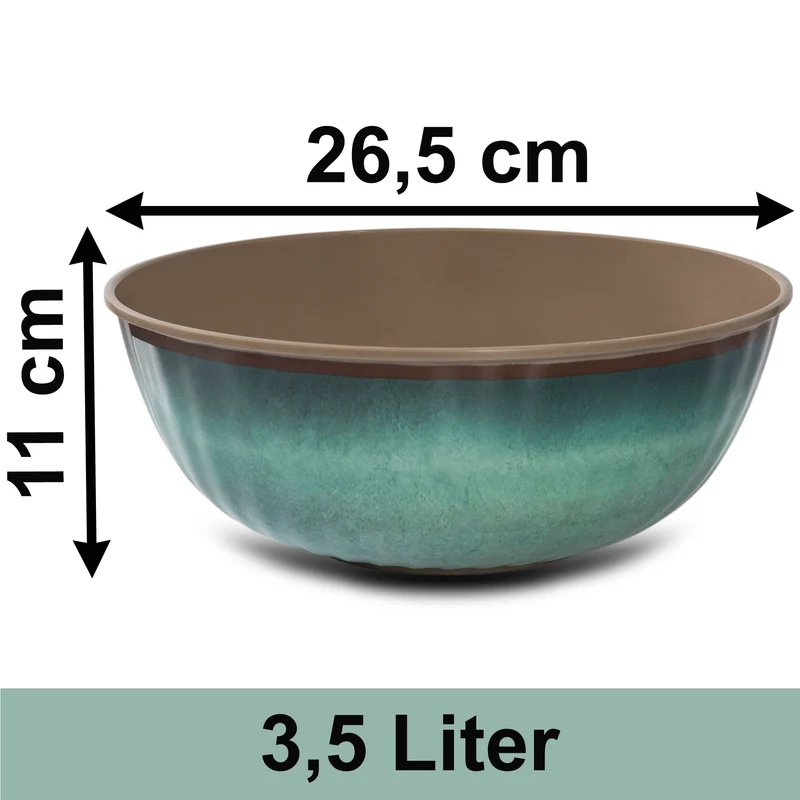 Melamin Geschirr Set Jesolo Grün für 2 Personen 7 Teile - mit Salatschale Steingutoptik Spülmaschinengeeignet Essgeschirr Campingzubehör Campinggeschirr Wohnwagen Camping Festival Picknick Gartenparty