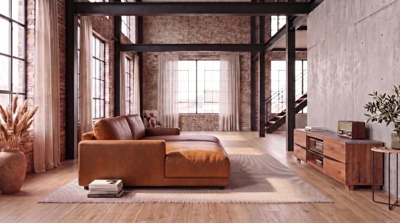 KAWOLA Big Sofa MARLIN Lederfaserstoff cognac