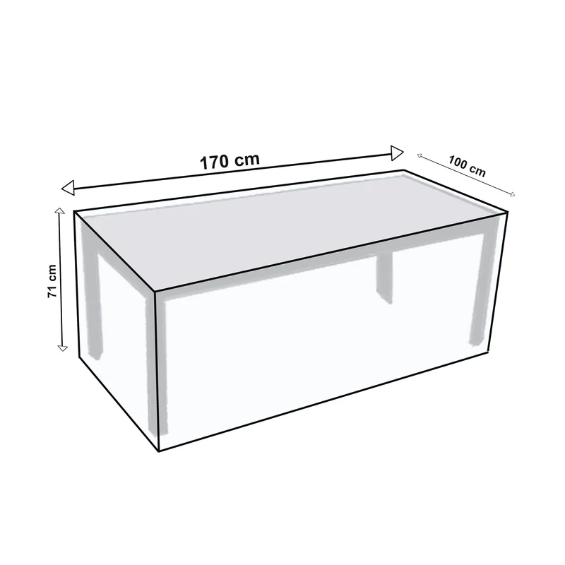 Schutzhülle für rechteckigen Gartentisch - 170 x 100 x 71 - schwarz - 600D Polyester wasserdicht - Abdeckung Tisch