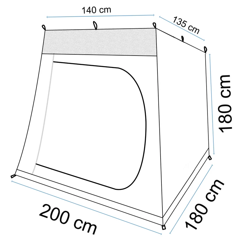 XL Innenzelt für 3 Personen 200x180 - mit 2 Wege-Reißverschlusstür wasserdichter Bodenwanne Innenkabine Schlafkabine atmungsativer Polyester mit Lüftungsnetz Schlafzelt für das Vorzelt