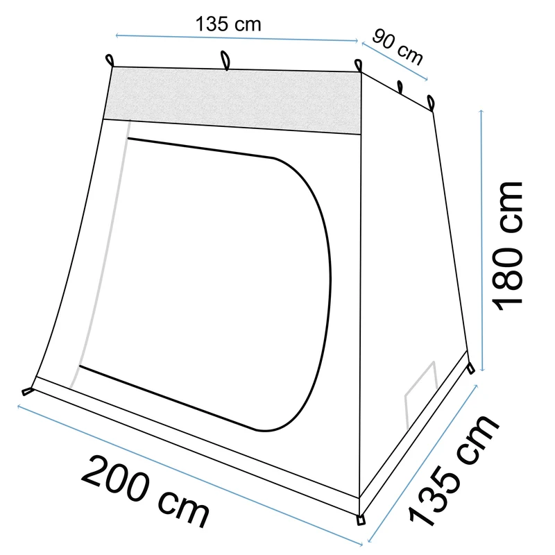 Innenzelt für 2 Personen 200x135 - mit 2 Wege-Reißverschlusstür wasserdichter Bodenwanne Innenkabine Schlafkabine atmungsativer Polyester mit Lüftungsnetz Schlafzelt für das Vorzelt
