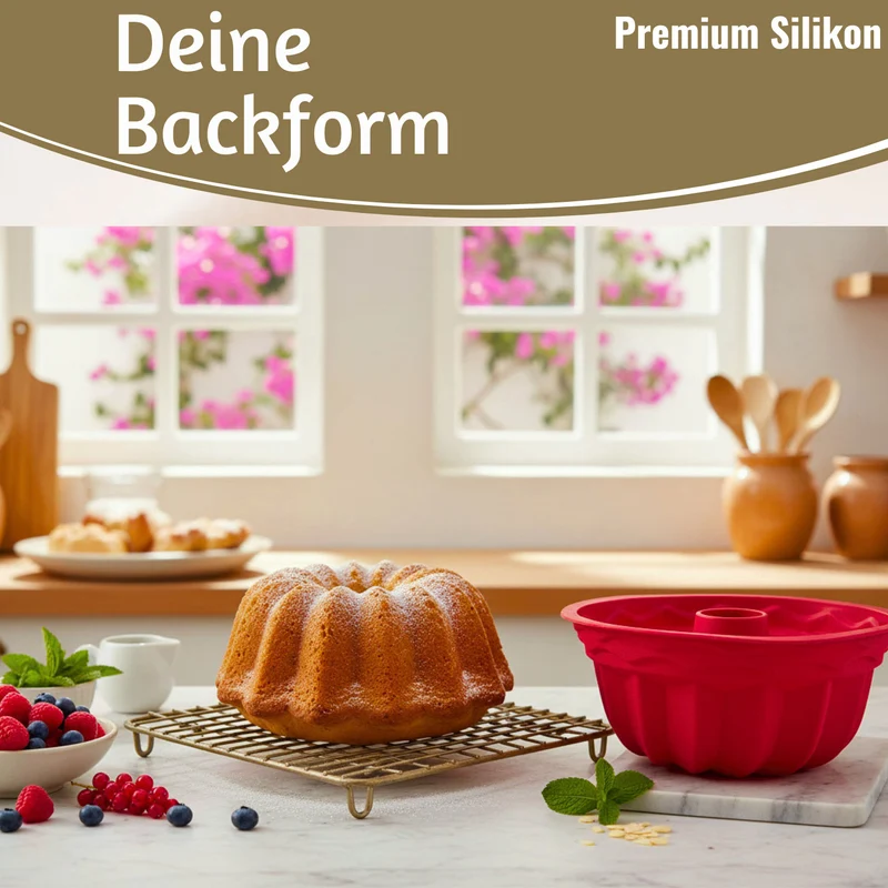 2x Silikon Gugelhupf Backform Set 24cm Rund Napfkuchenform Gugelhupfform Kuchenform