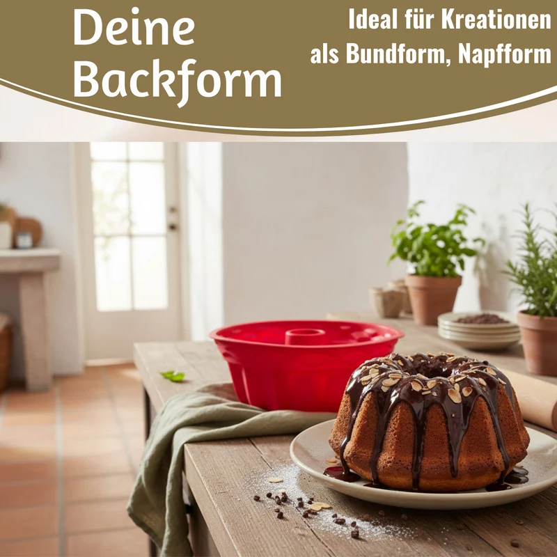 2x Silikon Gugelhupf Backform Set 24cm Rund Napfkuchenform Gugelhupfform Kuchenform