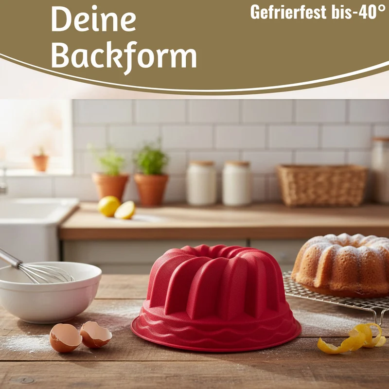 2x Silikon Gugelhupf Backform Set 24cm Rund Napfkuchenform Gugelhupfform Kuchenform