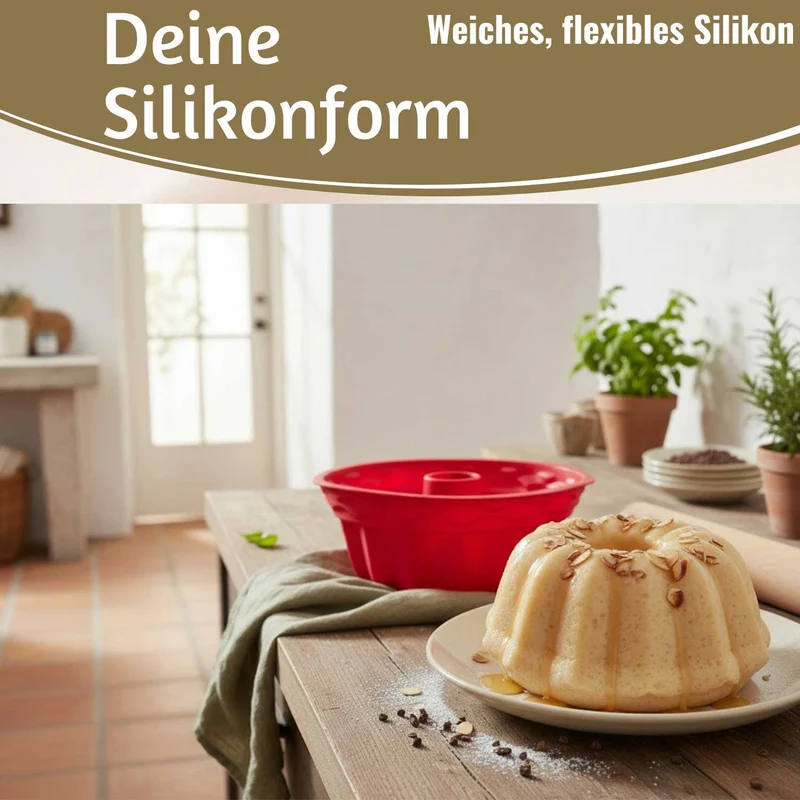 2x Silikon Gugelhupf Backform Set 24cm Rund Napfkuchenform Gugelhupfform Kuchenform