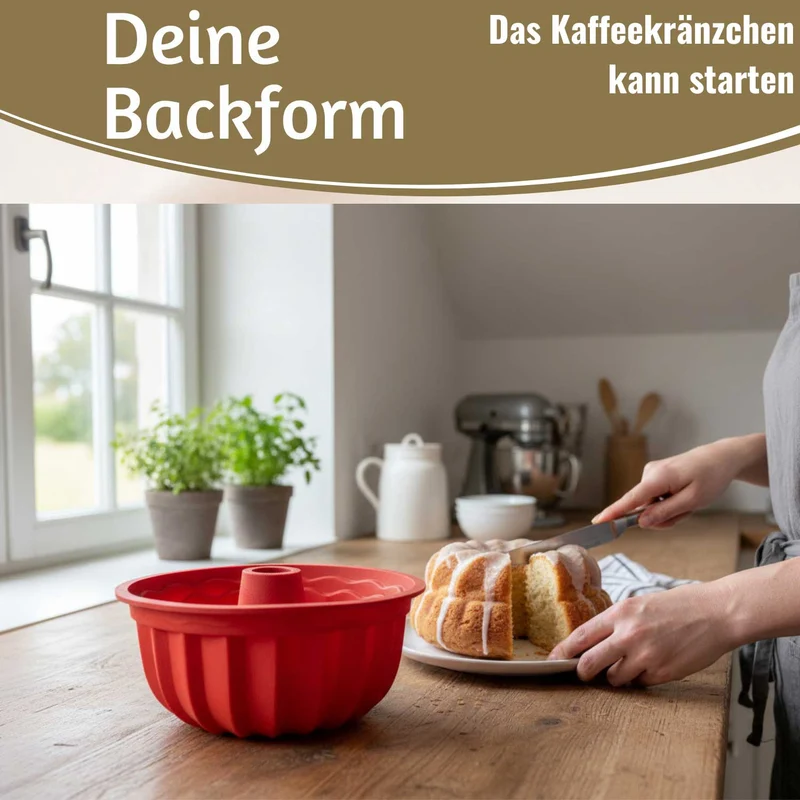 2x Silikon Gugelhupf Backform Set 24cm Rund Napfkuchenform Gugelhupfform Kuchenform
