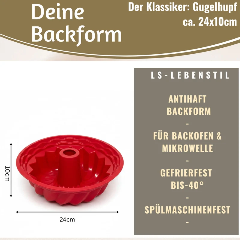 Silikon Gugelhupf Backform 24cm Rund Napfkuchenform Gugelhupfform Kuchenform