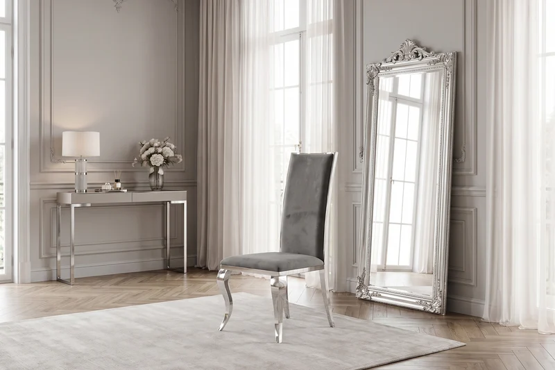 KAWOLA Esszimmerstuhl MORA Barock Velvet grau