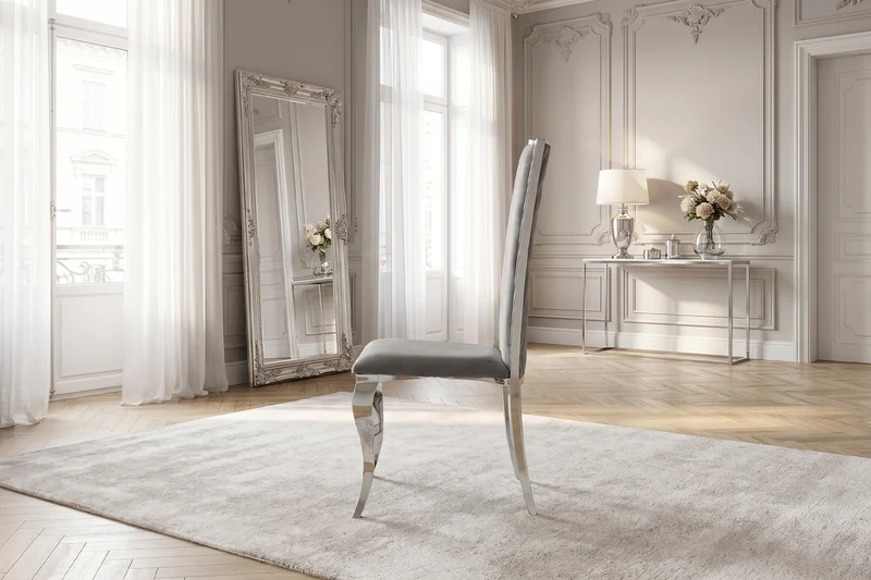 KAWOLA Esszimmerstuhl MORA Barock Velvet grau