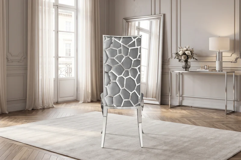 KAWOLA Esszimmerstuhl MORA Barock Velvet grau