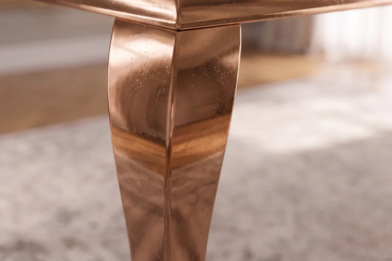KAWOLA Esstisch AMARA Barock Glas Gestell Edelstahl rosé gold 200x100cm