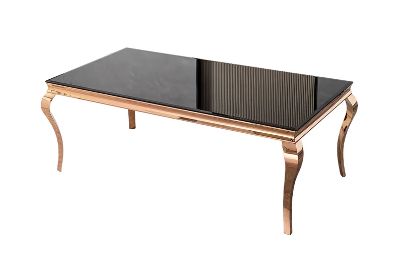 KAWOLA Esstisch AMARA Barock Glas Gestell Edelstahl rosé gold 200x100cm
