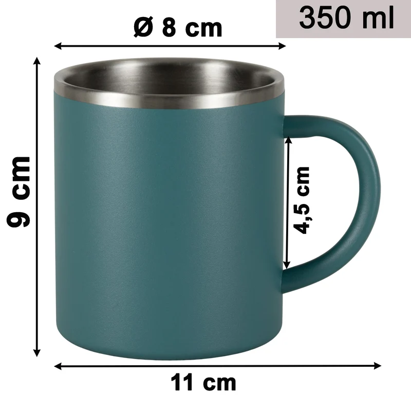 Melamin Geschirr Set Jesolo Blau für 4 Personen 16 Teile - mit Edelstahl Thermo Tassen Steingutoptik Spülmaschinengeeignet Essgeschirr Campingzubehör Campinggeschirr Wohnwagen Camping Festival Picknick