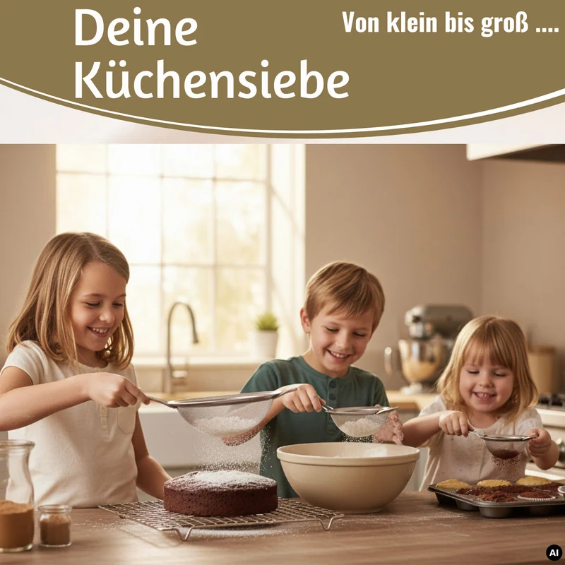 Edelstahl Siebe 3´er Set 8cm 14cm 20cm Küchensiebe mit Aufhängeösen