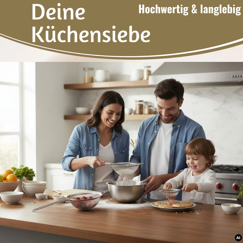 Edelstahl Siebe 3´er Set 8cm 14cm 20cm Küchensiebe mit Aufhängeösen