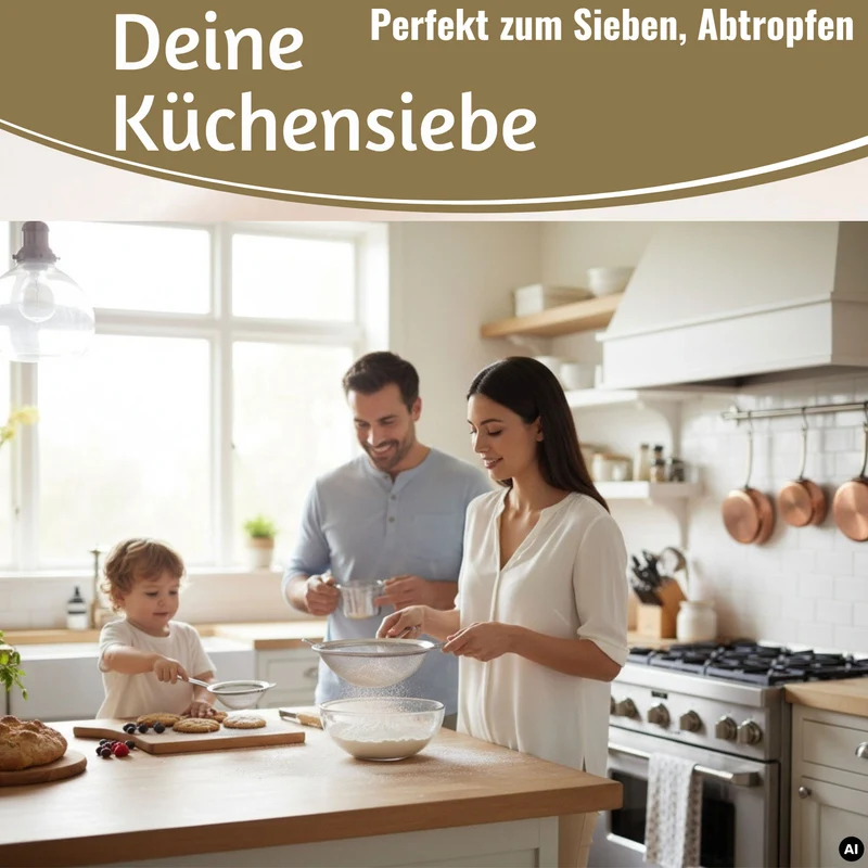 Edelstahl Siebe 3´er Set 8cm 14cm 20cm Küchensiebe mit Aufhängeösen
