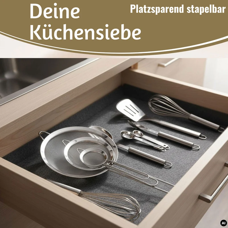 Edelstahl Siebe 3´er Set 8cm 14cm 20cm Küchensiebe mit Aufhängeösen