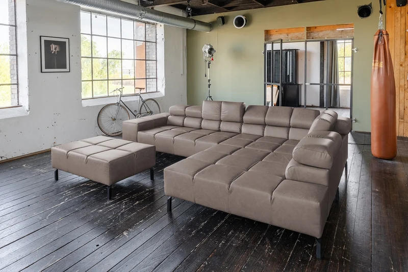 KAWOLA Sofa NELSON Ecksofa Leder dunkelbraun