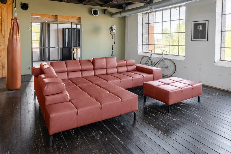 KAWOLA Sofa NELSON Ecksofa Leder rot