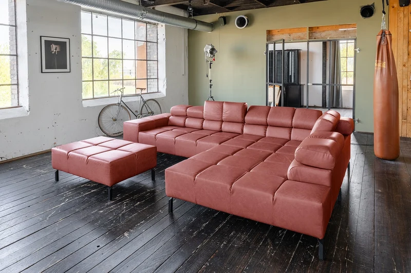 KAWOLA Sofa NELSON Ecksofa Leder rot