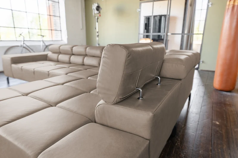 KAWOLA Sofa NELSON Ecksofa Leder grau