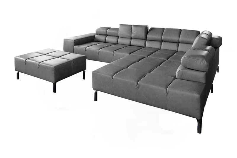 KAWOLA Sofa NELSON Ecksofa Leder anthrazit