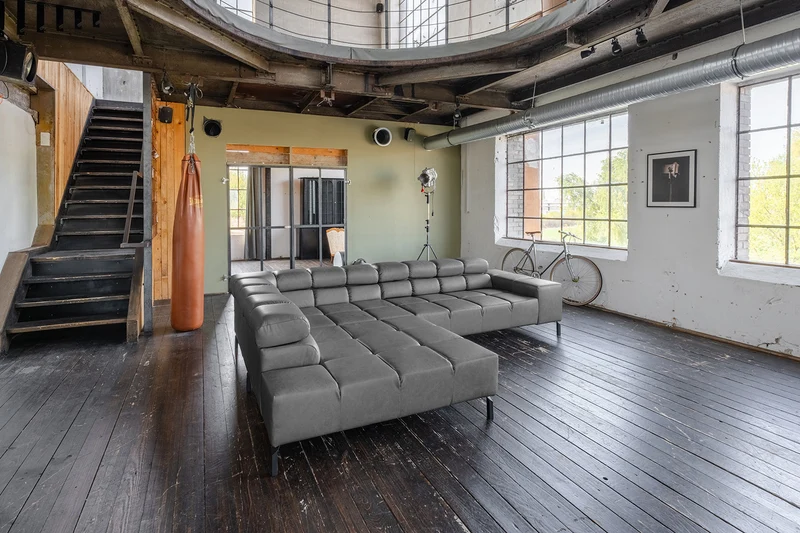 KAWOLA Sofa NELSON Ecksofa Leder anthrazit
