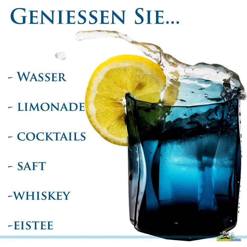 Melamin Geschirr Set Adria Blue für 2 Personen - 8 Teile Blau - mit farblich passenden Trinkgläsern 300 ml aus Acryl Steingutoptik Campinggeschirr Camping