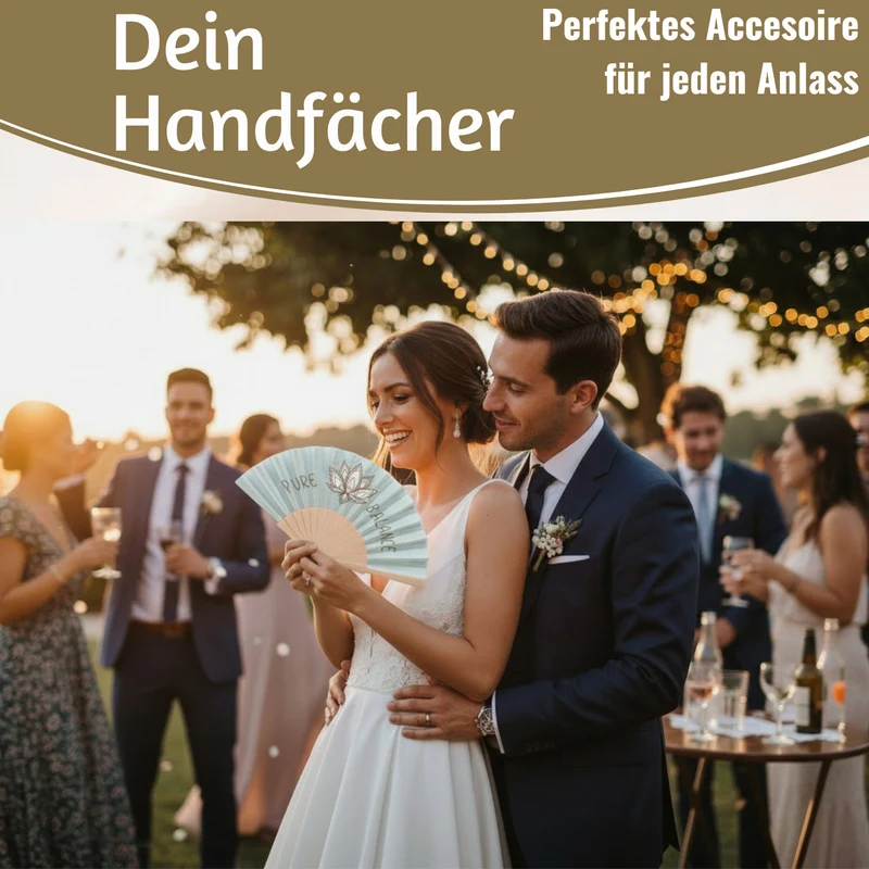 Handfächer Holz Stoff Fächer "PURE BALANCE" Bali Blau Grau faltbar Faltfächer