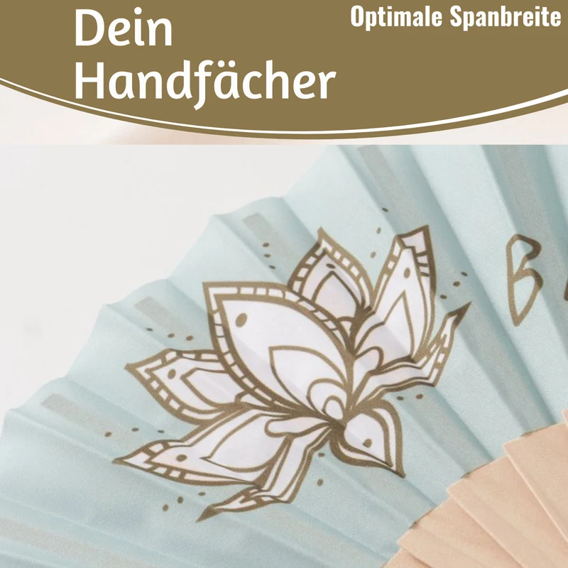 Handfächer Holz Stoff Fächer "PURE BALANCE" Bali Blau Grau faltbar Faltfächer
