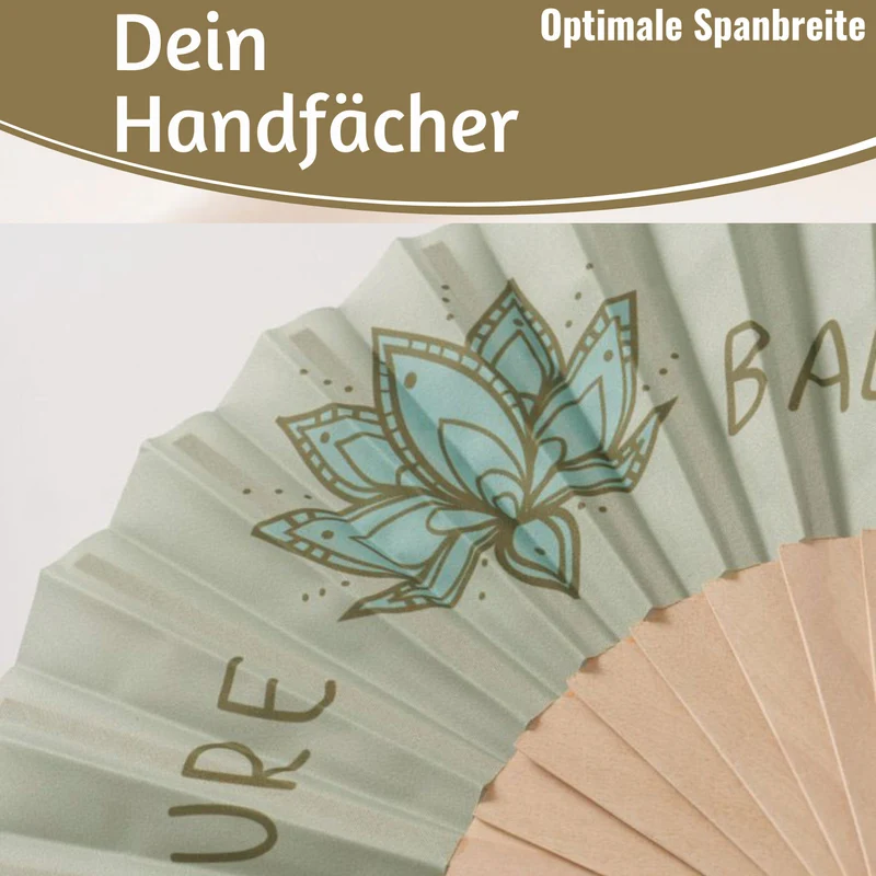 Handfächer Holz Stoff Fächer "PURE BALANCE" Bali Grün Grau faltbar Faltfächer