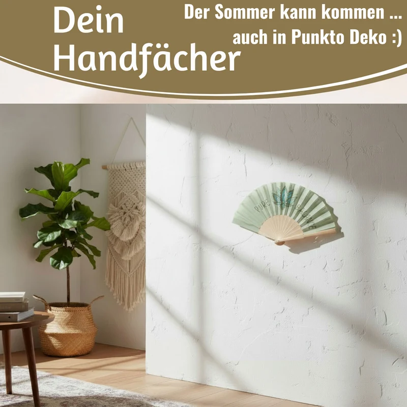 Handfächer Holz Stoff Fächer "PURE BALANCE" Bali Grün Grau faltbar Faltfächer