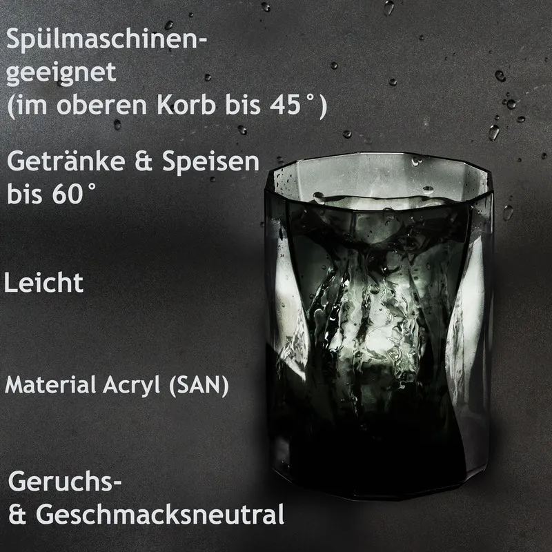 Melamin Geschirr Set Blau Schiefer für 4 Personen - 16 Teile - mit grauen Trinkgläsern 300 ml - Steingutoptik Spülmaschinengeeignet Essgeschirr Campingzubehör Campinggeschirr Wohnwagen Camping