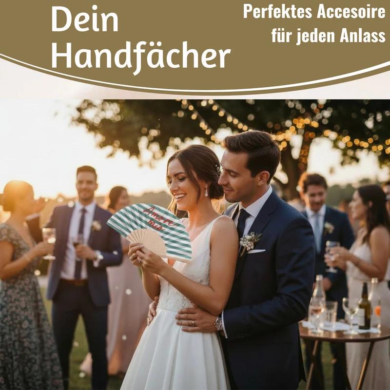 Handfächer Holz Stoff Fächer "Amore Mio" Grün Weiß Rot faltbar Faltfächer