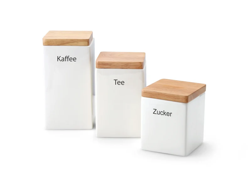 -Continenta- Vorratsdose mit Holzdeckel und Silikonring "Tee", 1000ml 10x10x16,5cm