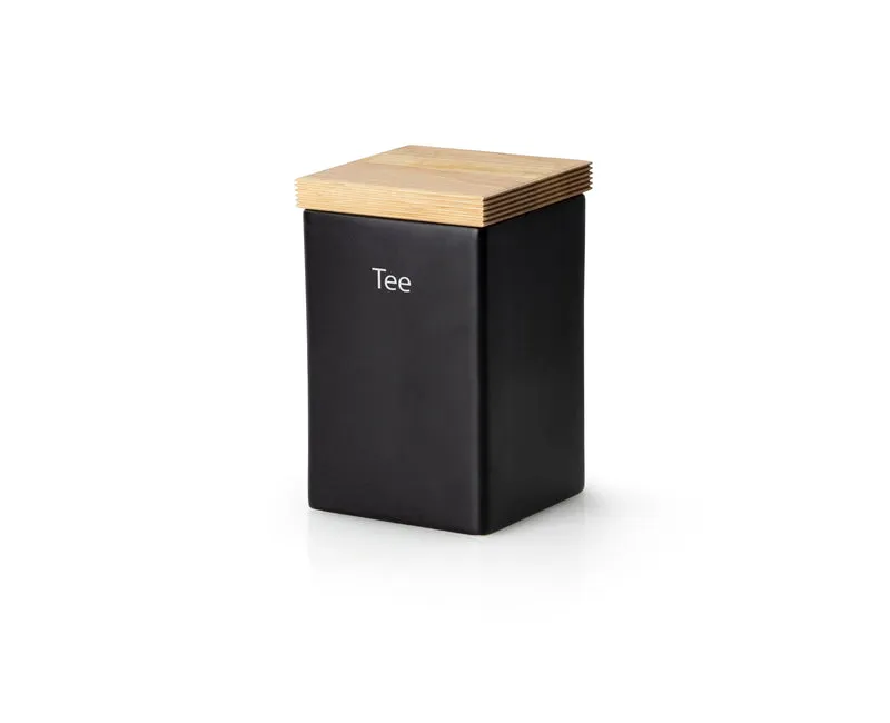 -Continenta- Vorratsdose mit Holzdeckel und Silikonring "Tee", 1000ml 10x10x16,5cm