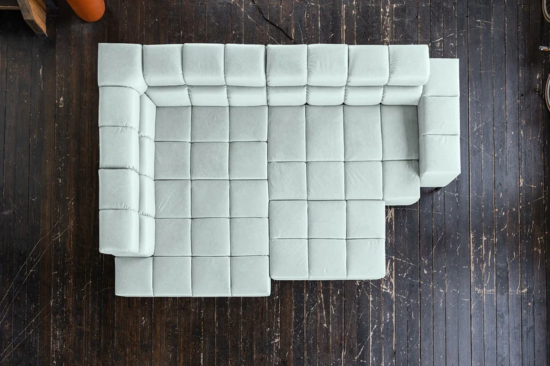 KAWOLA Sofa NELSON Ecksofa Leder hellblau
