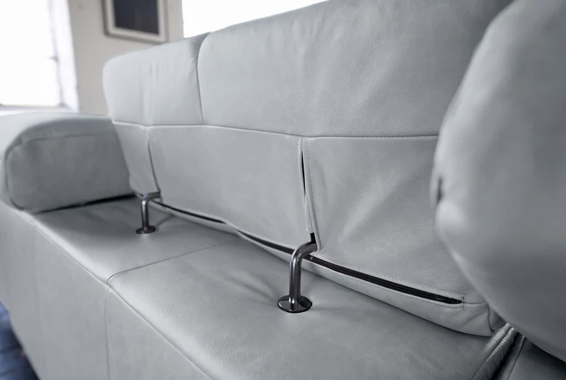 KAWOLA Sofa NELSON Ecksofa Leder hellgrau
