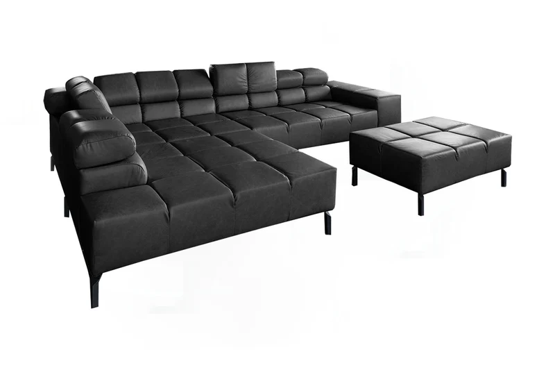 KAWOLA Sofa NELSON Ecksofa Leder schwarz