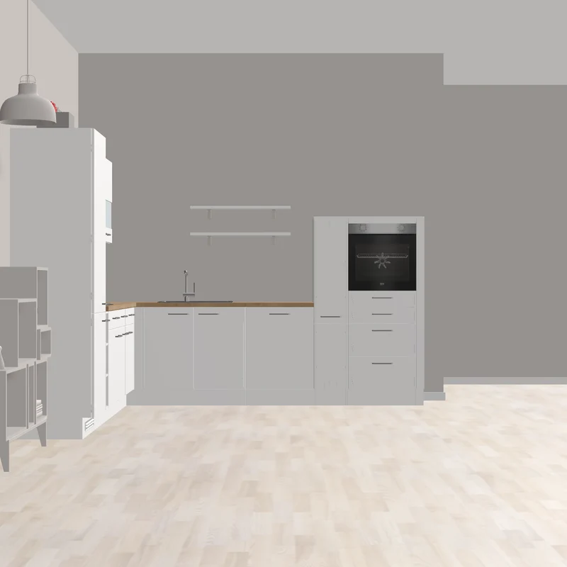 nobilia L-Küche Budget-stark und kompakt Pirmasens 305 x 312 cm weiß matt Holzfarben junges Design für die kleine Familie und Apothekerschrank - teilweise mit E-Geräten inklusive