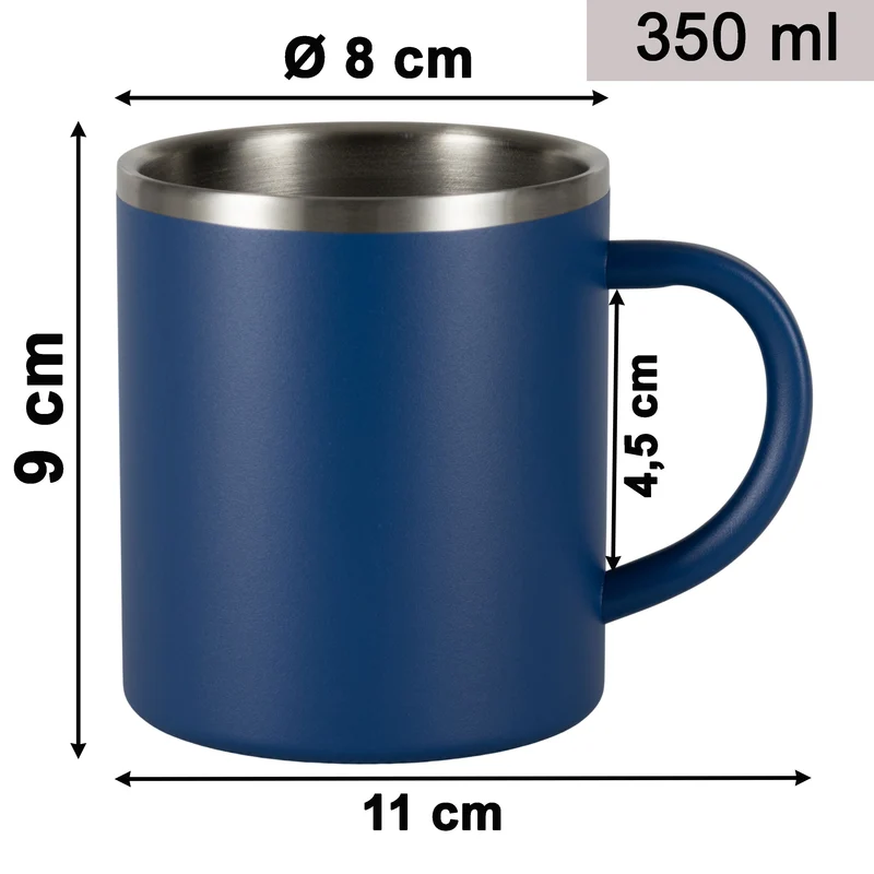 Melamin Geschirr Set Wish Flower Blau für 6 Personen - 24 Teile - mit Edelstahl Thermo Tassen Pusteblume Steingutoptik Spülmaschinengeeignet Essgeschirr Campingzubehör Campinggeschirr Wohnwagen Camping Festival Picknick Gartenparty