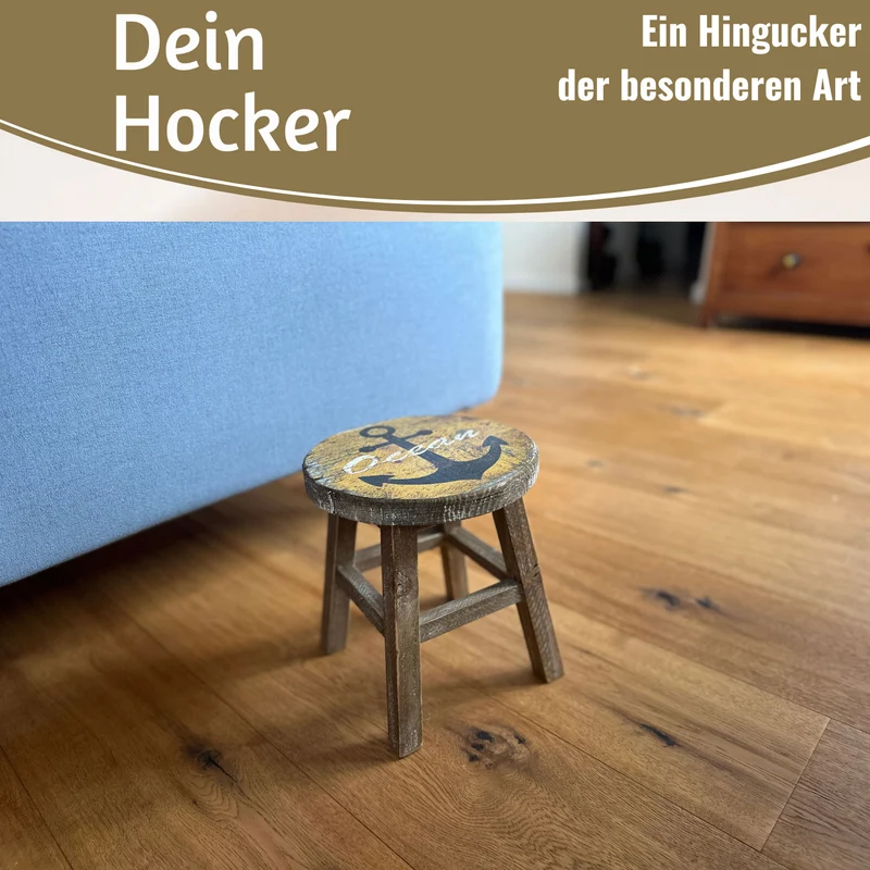 Holz Pflanzenhocker 26x20cm Maritim Ocean Mini Tisch Deko Hocker Blumenständer
