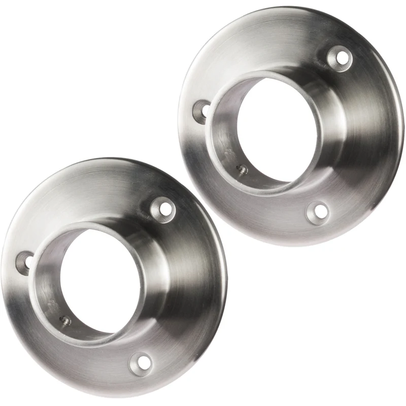 2 STÜCK Edelstahl Flansch für 42,4 mm Rohre - V2A Fitting für Geländer Handlauf Balkon gebürstet