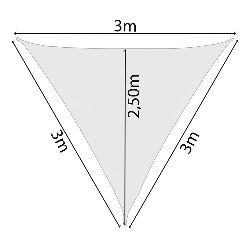 Sonnensegel 3 m dreieckig - creme - Sonnenschutz atmungsaktiv - UV-Schutz Garten Terasse Camping
