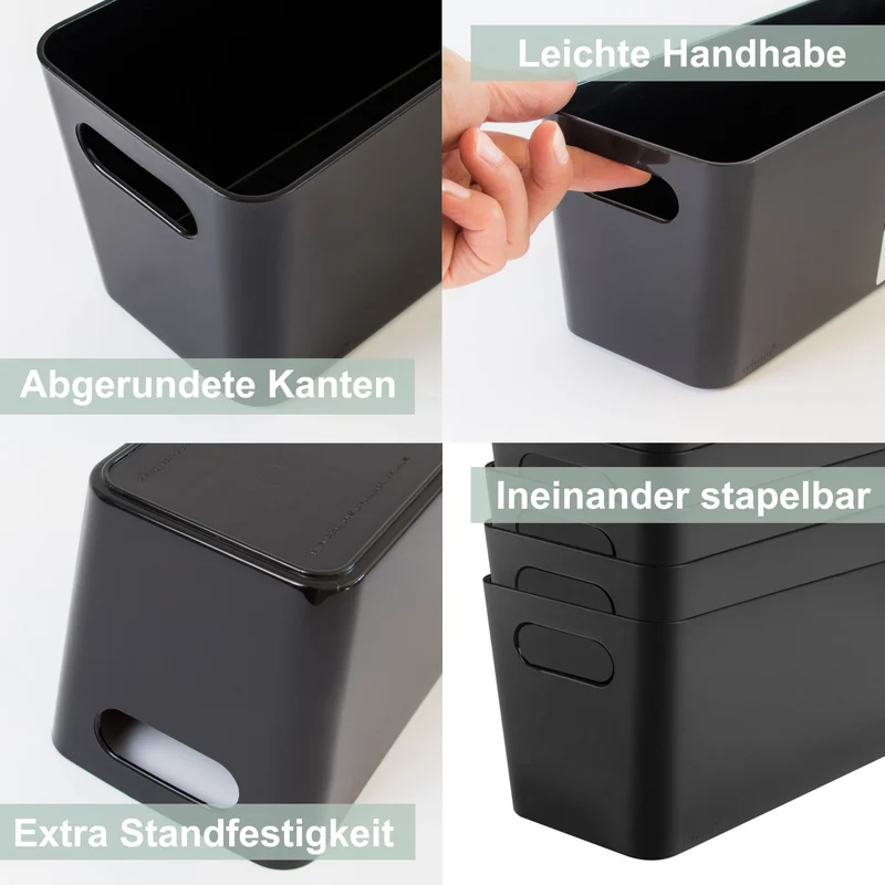 3 x Organizerbox 25x17x11cm DINA5 3,9 Liter - WEIß GRAU - Ordnungssystem Schubladenorganizer - Polypropylen - Aufbewahrung Aufbewahrungskorb Schubladenbox - Ordnungsbox - Schreibtisch Schlafzimmer